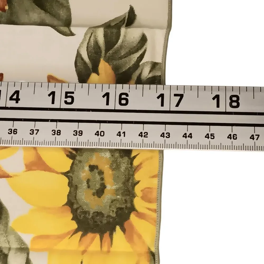 Set Of 5 Cloth Sunflower Napkins White Yellow Green Floral Fabric Square 17x17